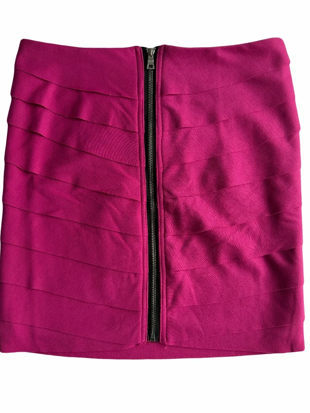 Magenta Layered Ruffle Mini Pencil Skirt